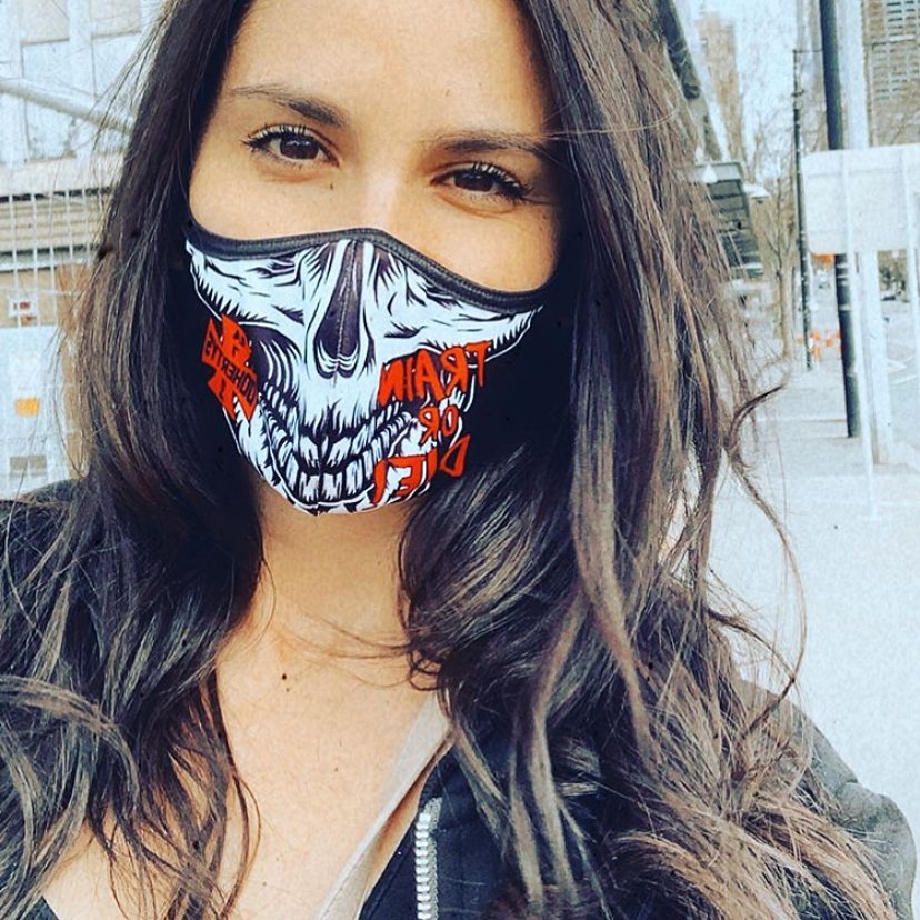 Face Mask - Train or Die Skull with Red Logo