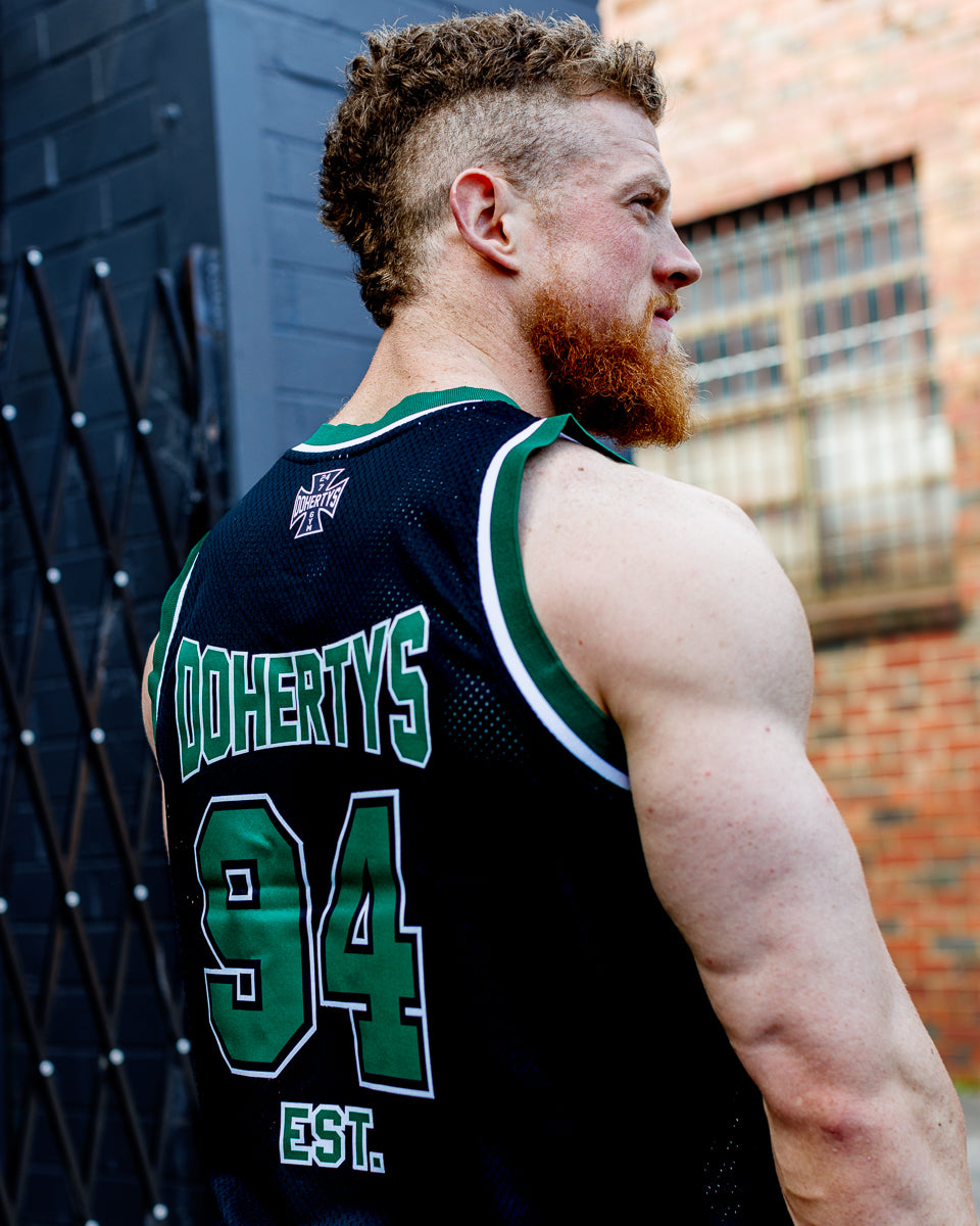 Basketball Singlet - Black and Green