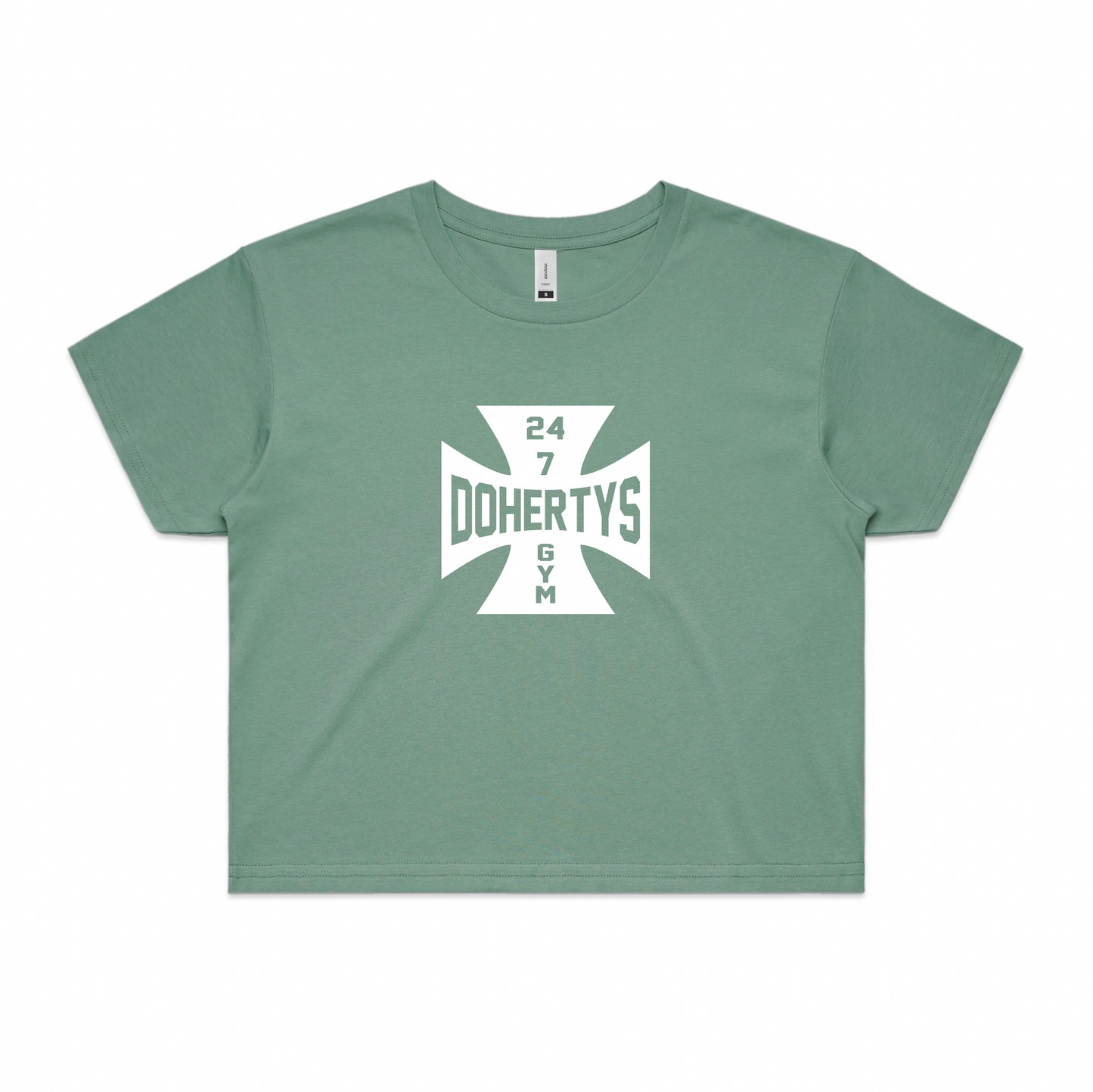 Womens Cross Crop Tee - Sage