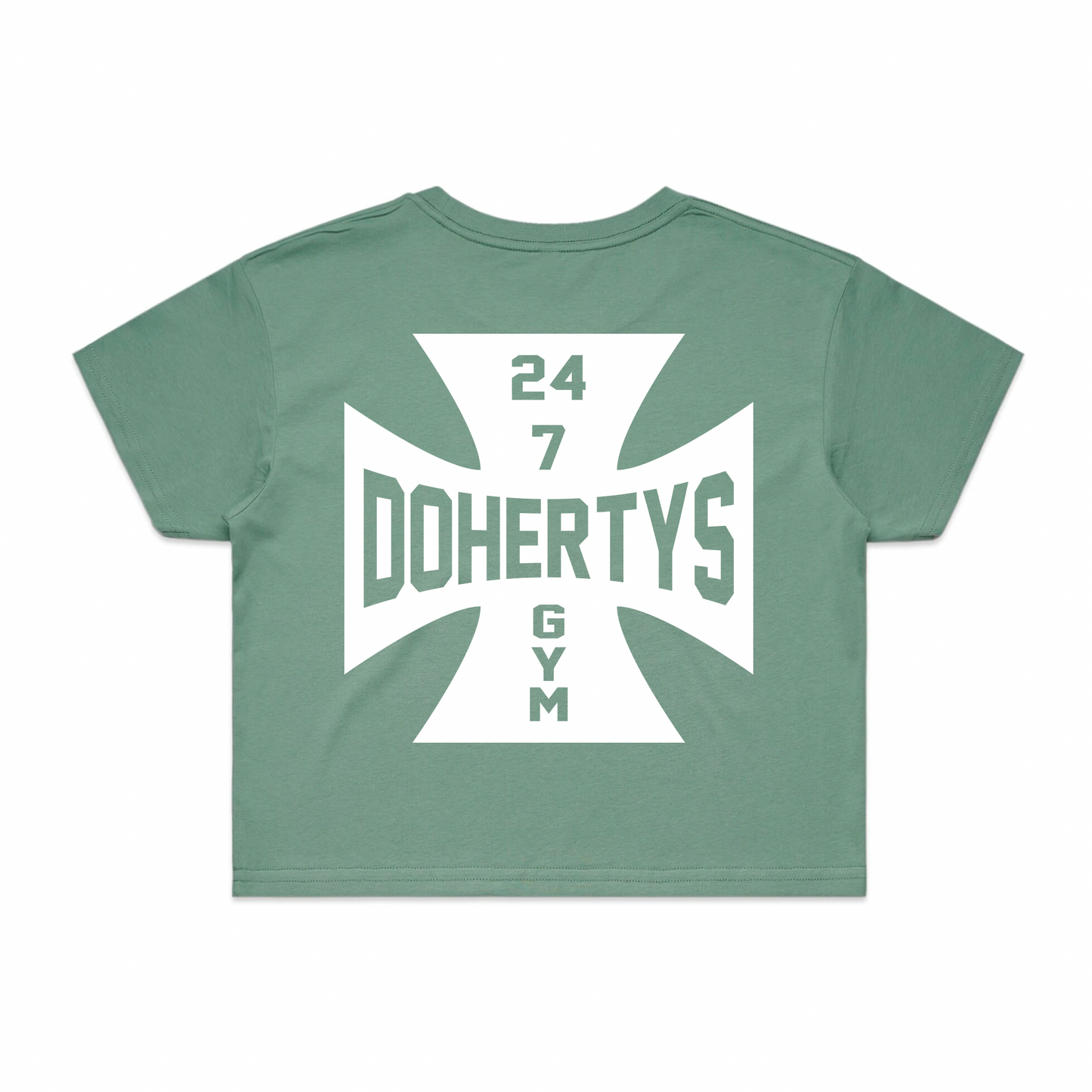 Womens Cross Crop Tee - Sage