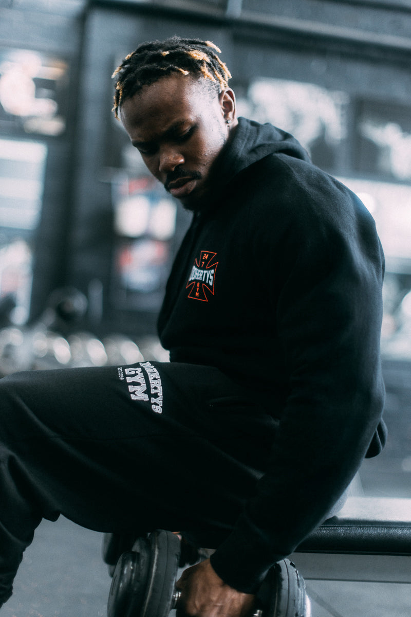 Hoodie - Black with Red Cross