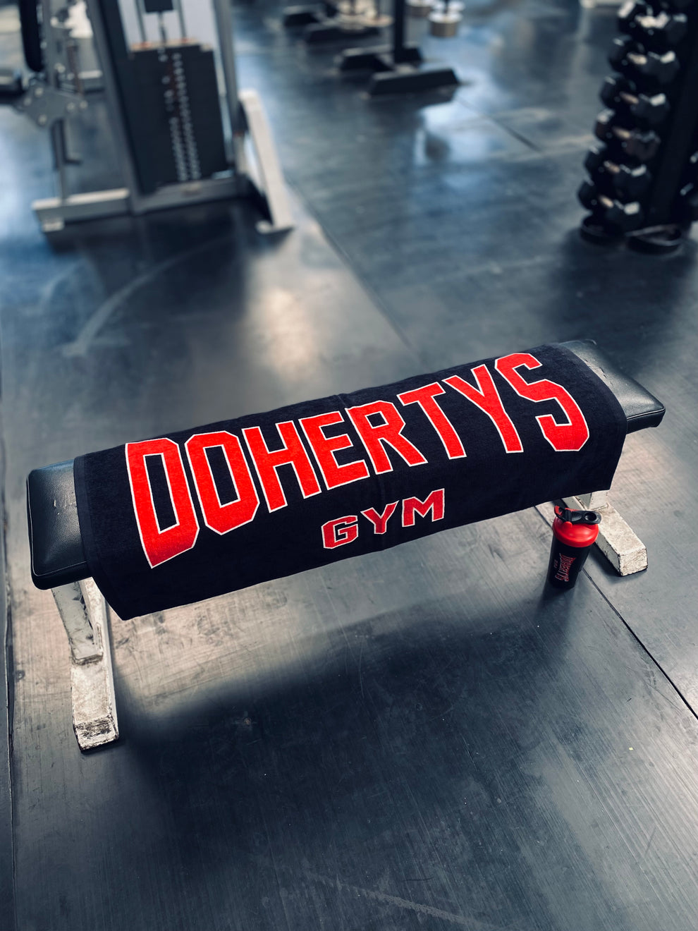 Dohertys Gym Towel - Black & Red – Dohertys Shop