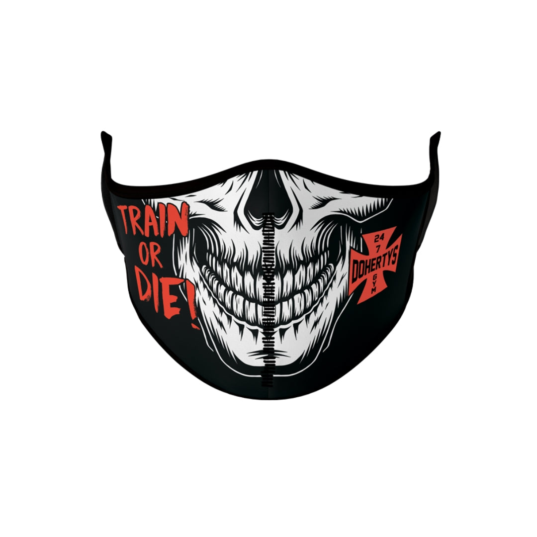 Face Mask - Train or Die Skull with Red Logo